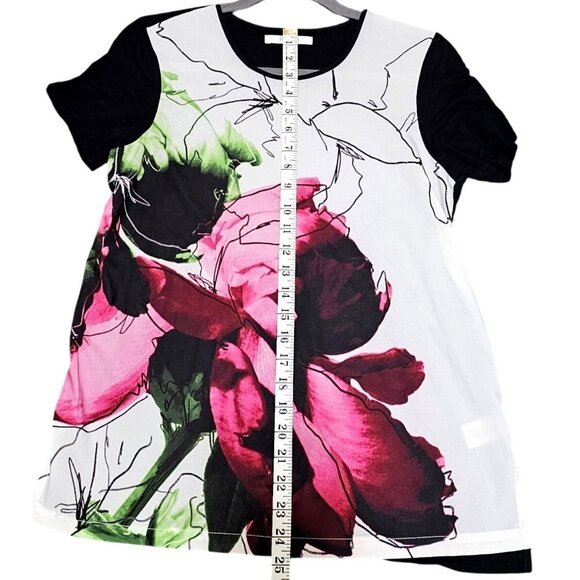 Reed Women's Short-Sleeve Floral Print Tunic Top Black & Multicolor Size S - Picture 7 of 8